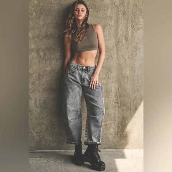 NWT Cello Denim Washed Grey Barrel Horseshoe Relaxed Fit Jeans Pants - Picture 3 of 10